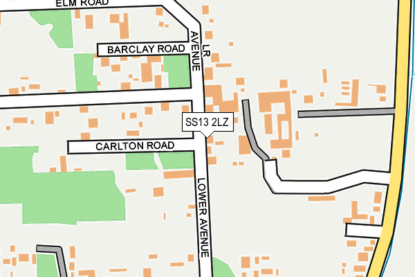 SS13 2LZ map - OS OpenMap – Local (Ordnance Survey)