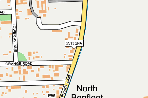 SS13 2NA map - OS OpenMap – Local (Ordnance Survey)