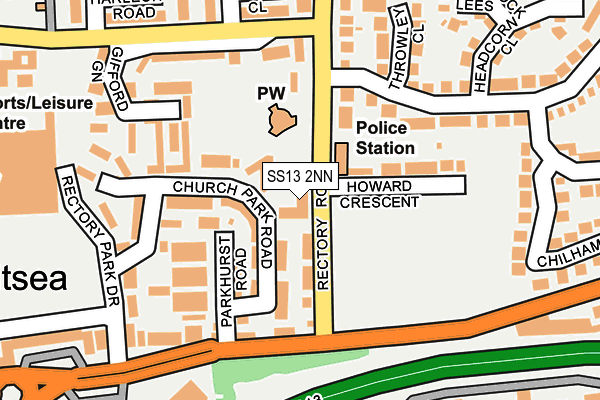 SS13 2NN map - OS OpenMap – Local (Ordnance Survey)