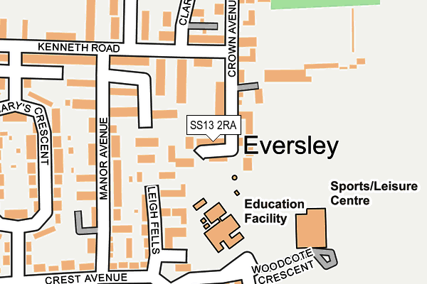 SS13 2RA map - OS OpenMap – Local (Ordnance Survey)