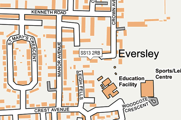 SS13 2RB map - OS OpenMap – Local (Ordnance Survey)