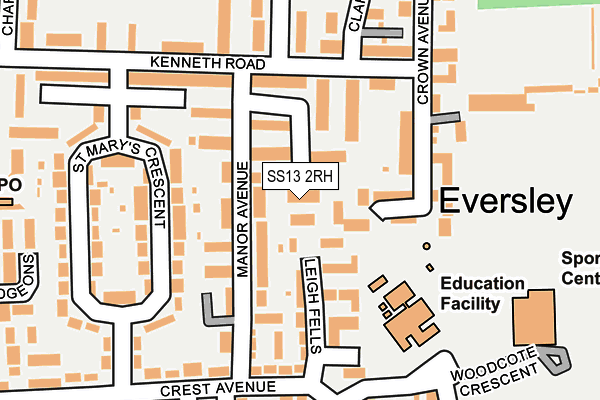 SS13 2RH map - OS OpenMap – Local (Ordnance Survey)