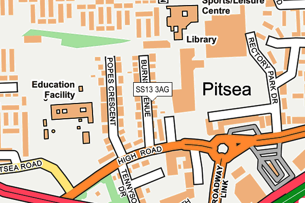 SS13 3AG map - OS OpenMap – Local (Ordnance Survey)