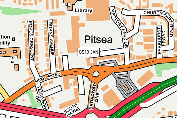 SS13 3AN map - OS OpenMap – Local (Ordnance Survey)