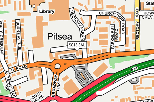 SS13 3AU map - OS OpenMap – Local (Ordnance Survey)