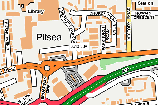 SS13 3BA map - OS OpenMap – Local (Ordnance Survey)