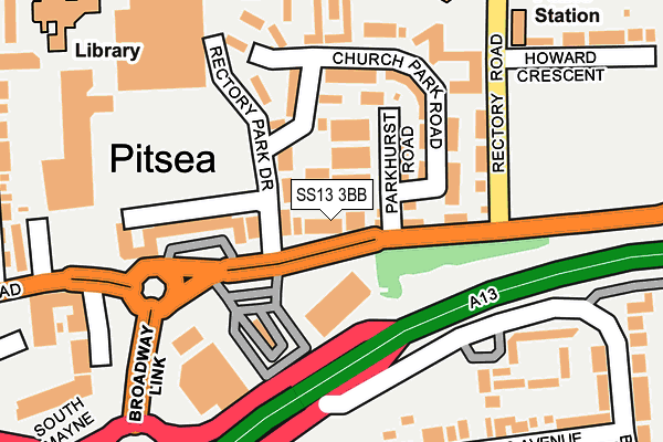 SS13 3BB map - OS OpenMap – Local (Ordnance Survey)