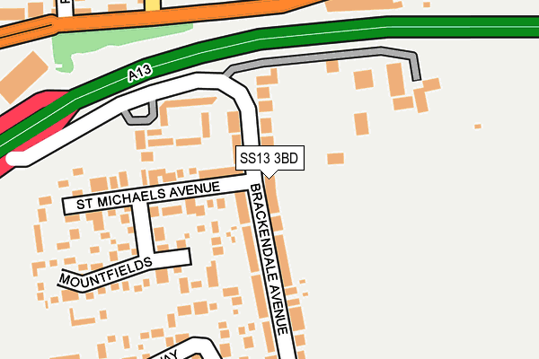 SS13 3BD map - OS OpenMap – Local (Ordnance Survey)