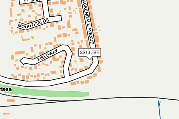 SS13 3BE map - OS OpenMap – Local (Ordnance Survey)