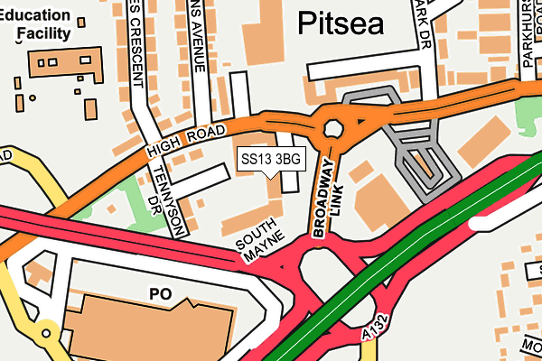 SS13 3BG map - OS OpenMap – Local (Ordnance Survey)