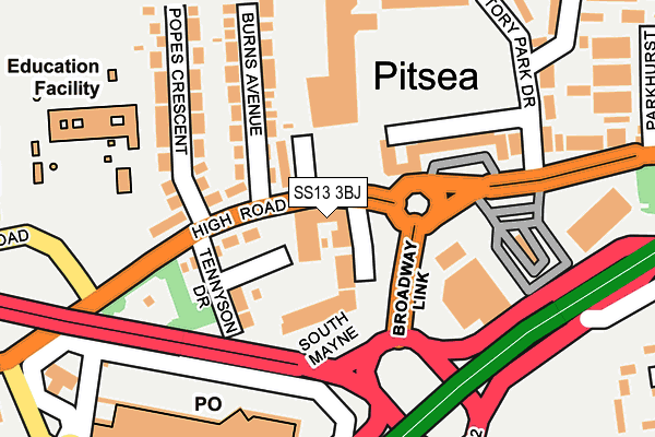 SS13 3BJ map - OS OpenMap – Local (Ordnance Survey)