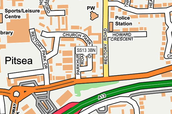 SS13 3BN map - OS OpenMap – Local (Ordnance Survey)