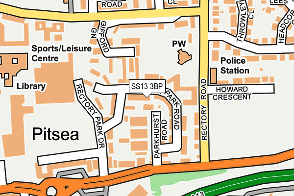 SS13 3BP map - OS OpenMap – Local (Ordnance Survey)