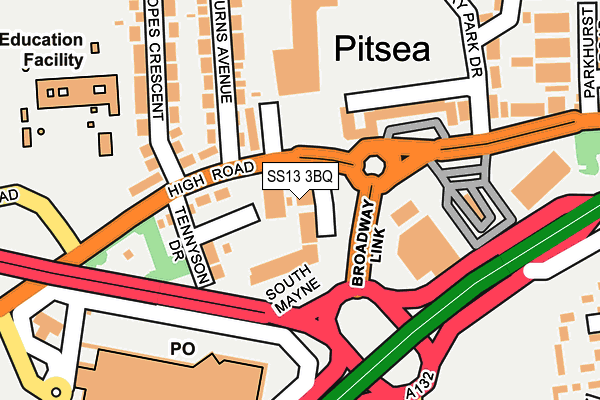 SS13 3BQ map - OS OpenMap – Local (Ordnance Survey)