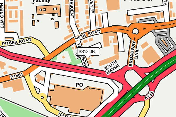 SS13 3BT map - OS OpenMap – Local (Ordnance Survey)