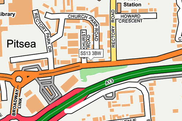 SS13 3BW map - OS OpenMap – Local (Ordnance Survey)