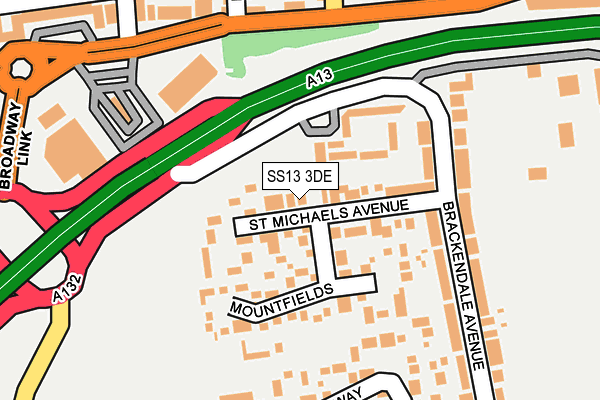 SS13 3DE map - OS OpenMap – Local (Ordnance Survey)