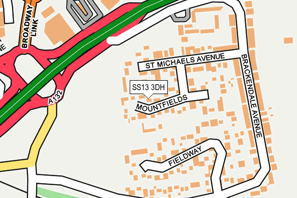 SS13 3DH map - OS OpenMap – Local (Ordnance Survey)