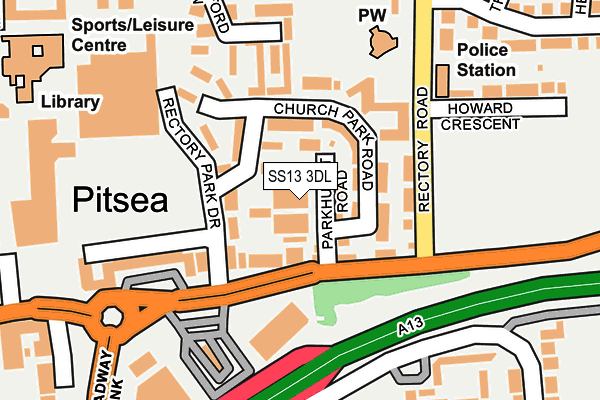 SS13 3DL map - OS OpenMap – Local (Ordnance Survey)