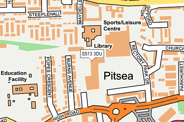 SS13 3DU map - OS OpenMap – Local (Ordnance Survey)