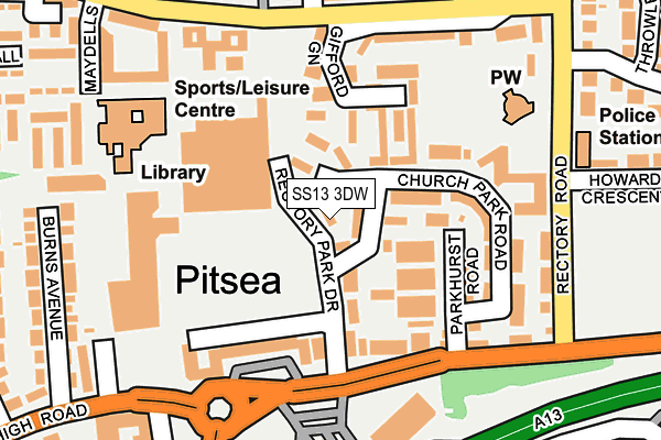 SS13 3DW map - OS OpenMap – Local (Ordnance Survey)