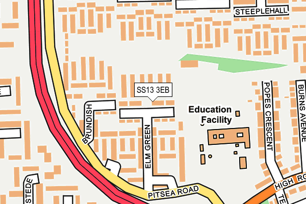 SS13 3EB map - OS OpenMap – Local (Ordnance Survey)