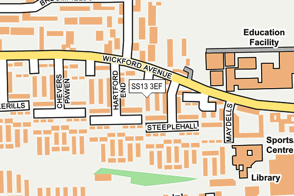 SS13 3EF map - OS OpenMap – Local (Ordnance Survey)