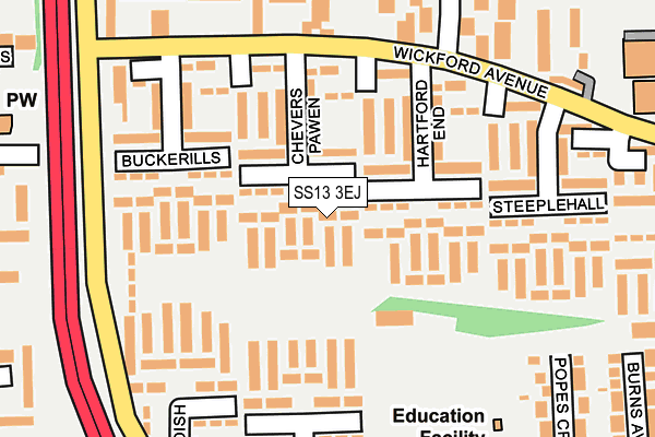 SS13 3EJ map - OS OpenMap – Local (Ordnance Survey)