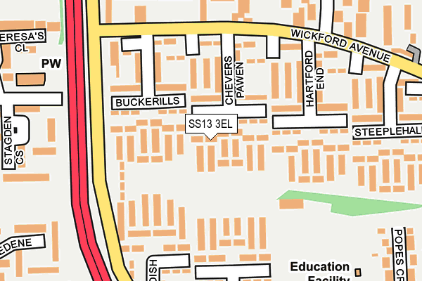 SS13 3EL map - OS OpenMap – Local (Ordnance Survey)