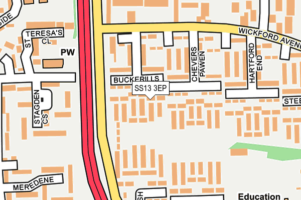 SS13 3EP map - OS OpenMap – Local (Ordnance Survey)