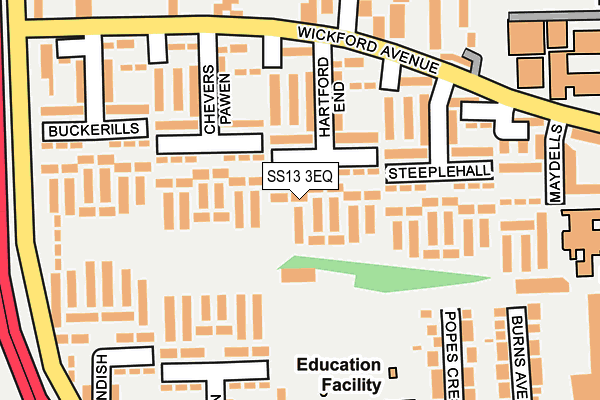 SS13 3EQ map - OS OpenMap – Local (Ordnance Survey)
