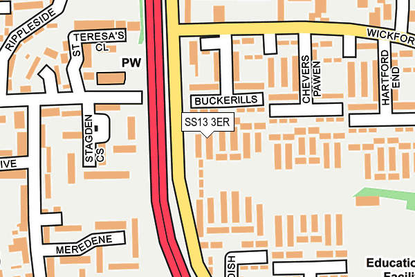 SS13 3ER map - OS OpenMap – Local (Ordnance Survey)
