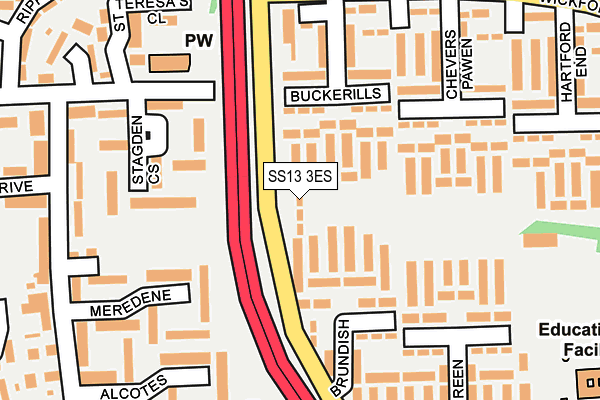 SS13 3ES map - OS OpenMap – Local (Ordnance Survey)