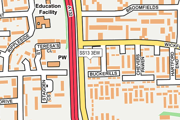 SS13 3EW map - OS OpenMap – Local (Ordnance Survey)