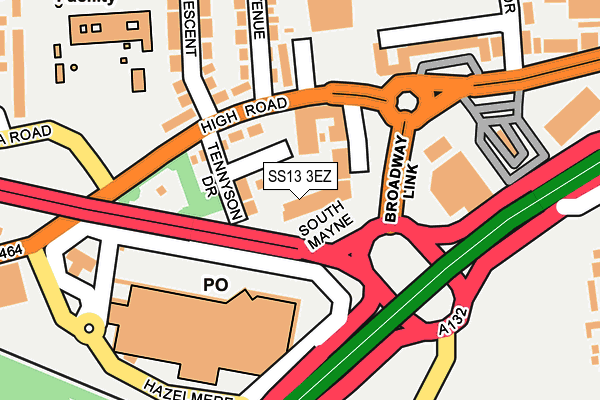 SS13 3EZ map - OS OpenMap – Local (Ordnance Survey)