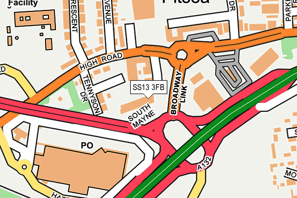 SS13 3FB map - OS OpenMap – Local (Ordnance Survey)