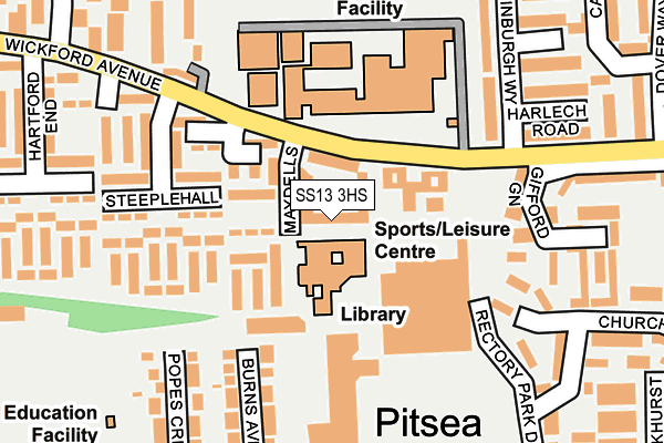 SS13 3HS map - OS OpenMap – Local (Ordnance Survey)