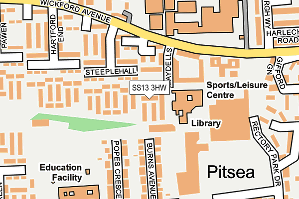 SS13 3HW map - OS OpenMap – Local (Ordnance Survey)