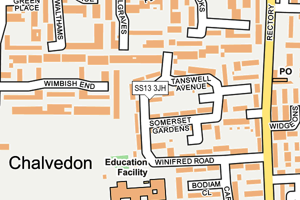 SS13 3JH map - OS OpenMap – Local (Ordnance Survey)