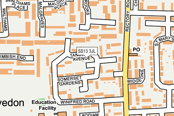 SS13 3JL map - OS OpenMap – Local (Ordnance Survey)