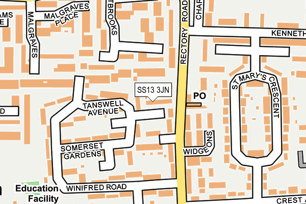 SS13 3JN map - OS OpenMap – Local (Ordnance Survey)