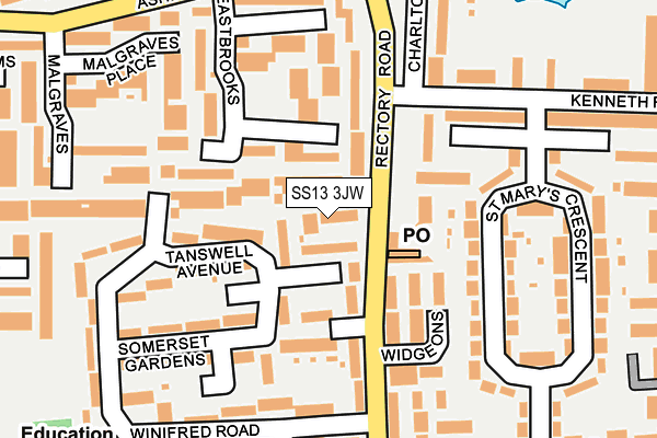 SS13 3JW map - OS OpenMap – Local (Ordnance Survey)