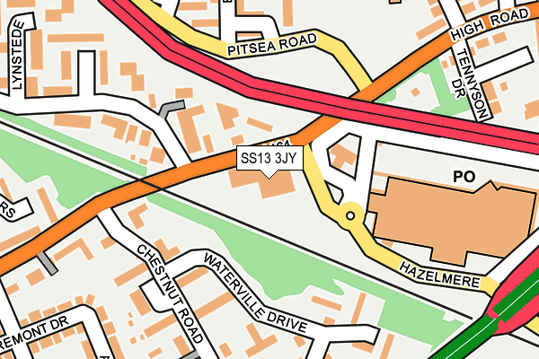 SS13 3JY map - OS OpenMap – Local (Ordnance Survey)