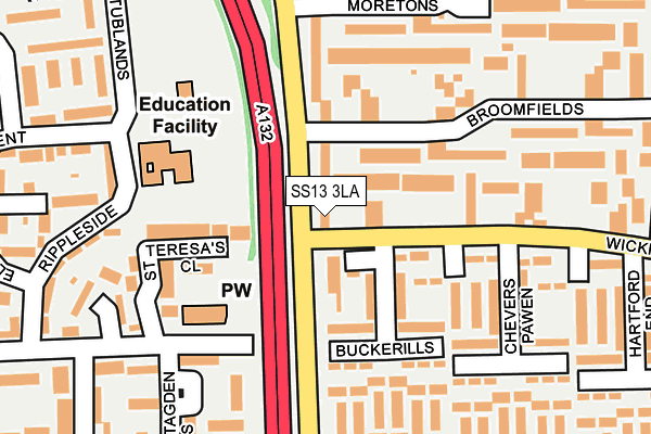 SS13 3LA map - OS OpenMap – Local (Ordnance Survey)