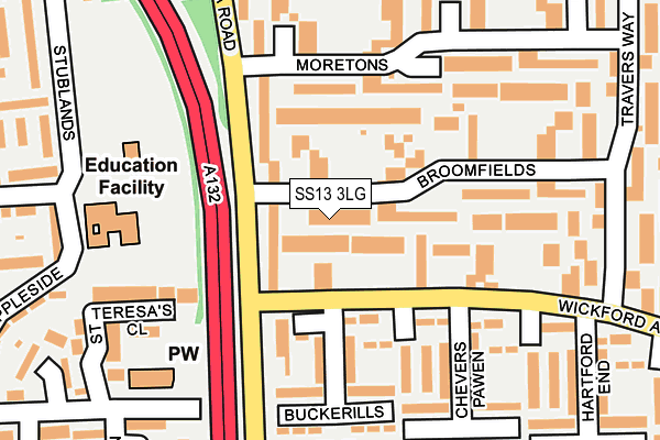 SS13 3LG map - OS OpenMap – Local (Ordnance Survey)