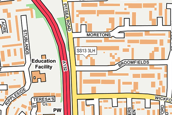 SS13 3LH map - OS OpenMap – Local (Ordnance Survey)