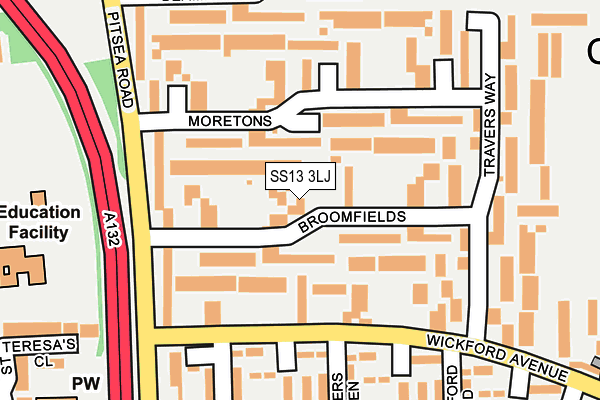 SS13 3LJ map - OS OpenMap – Local (Ordnance Survey)