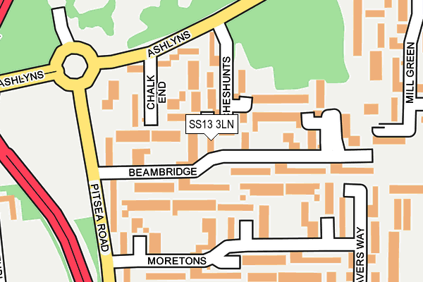 SS13 3LN map - OS OpenMap – Local (Ordnance Survey)