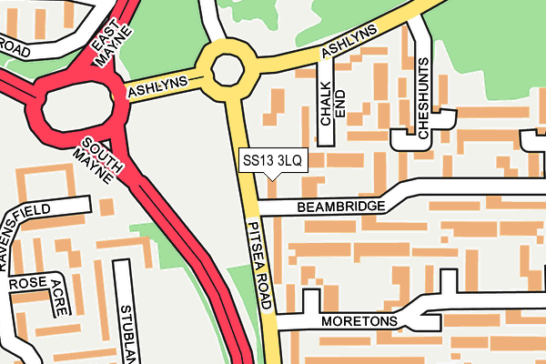 SS13 3LQ map - OS OpenMap – Local (Ordnance Survey)