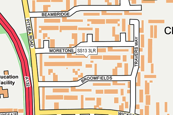 SS13 3LR map - OS OpenMap – Local (Ordnance Survey)